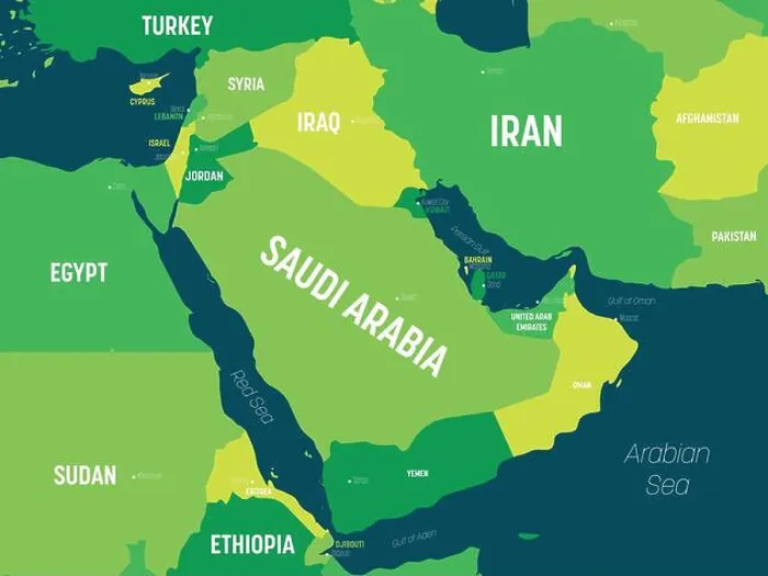 Framed Print : Middle East map - green hue colored on dark background Framed Print : Middle East map - green hue colored on dark background