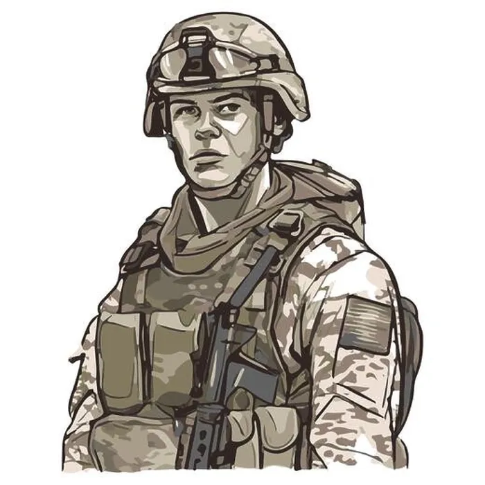 Framed Print : Military infantry. Cartoon soldier isolated drawing. Vector art of army combat force. Man in uniform Framed Print : Military infantry. Cartoon soldier isolated drawing. Vector art of army combat force. Man in uniform
