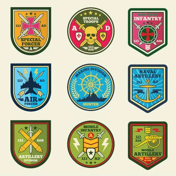 Framed Print : Military patches vector set. Army forces emblems and labels Framed Print : Military patches vector set. Army forces emblems and labels