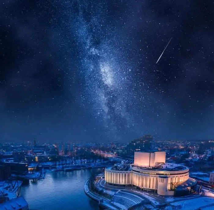 Framed Print : Milky way over Opera Nova in Bydgoszcz at winter, Poland, Europe. Architecture in Poland at night Framed Print : Milky way over Opera Nova in Bydgoszcz at winter, Poland, Europe. Architecture in Poland at night