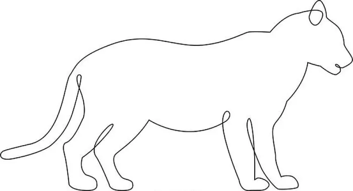 Framed Print : Minimalistic One Line Tiger or Lioness Icon on side view