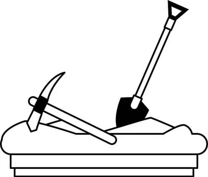 Framed Print : Mining pick and shovel tools work equipment in black and white Framed Print : Mining pick and shovel tools work equipment in black and white