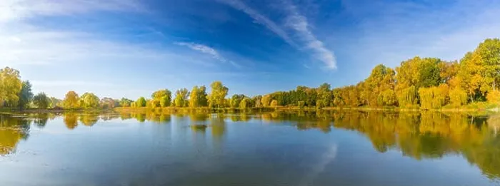 Framed Print : Mirror lagoon rounded by mountains, beautiful autumn lake reflection, colorful tree leaves Framed Print : Mirror lagoon rounded by mountains, beautiful autumn lake reflection, colorful tree leaves