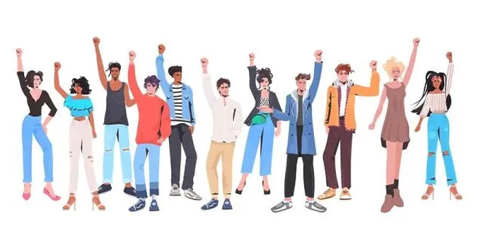 Framed Print : mix race people crowd with raised up hands standing together labor day celebration concept full length horizontal vector illustration Framed Print : mix race people crowd with raised up hands standing together labor day celebration concept full length horizontal vector illustration