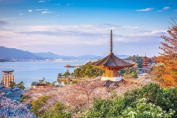 Miyajima, Hiroshima, Japan spring landscape