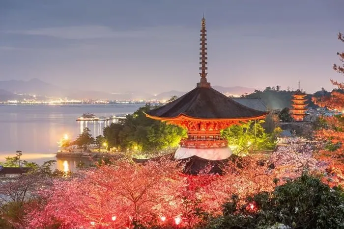 Framed Print : Miyajima Island, Hiroshima, Japan in spring at dusk Framed Print : Miyajima Island, Hiroshima, Japan in spring at dusk