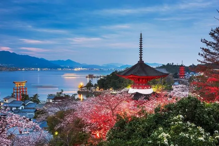 Framed Print : Miyajima Island, Hiroshima, Japan in spring at dusk Framed Print : Miyajima Island, Hiroshima, Japan in spring at dusk
