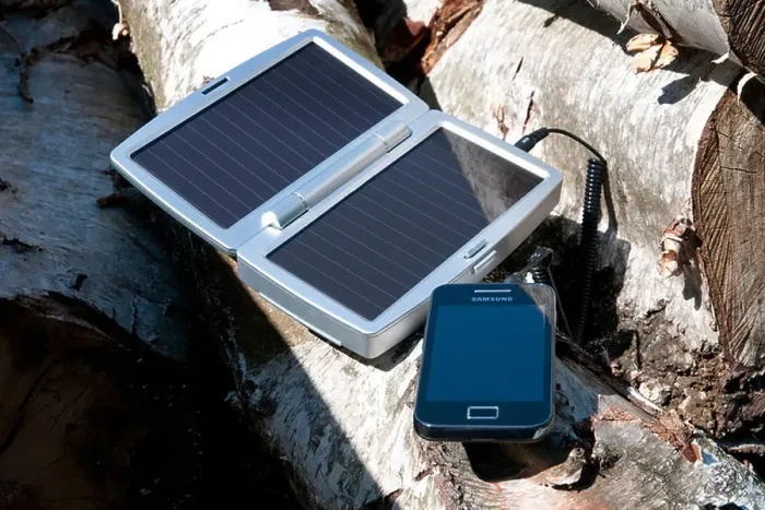 Framed Print : mobile phone solar powered battery charger