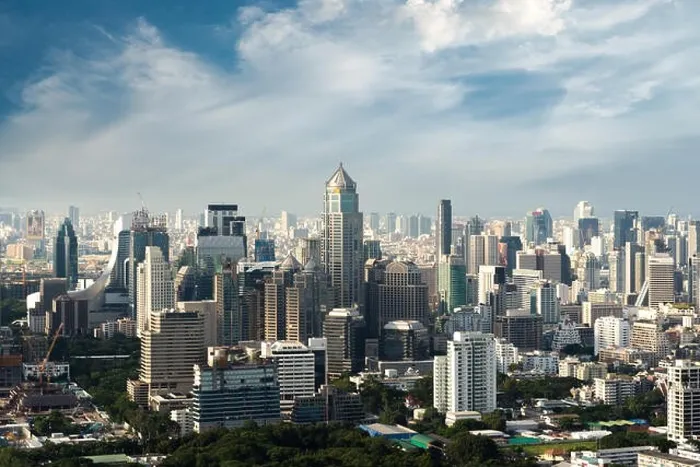 Framed Print : Modern building in Bangkok business district at Bangkok city with skyline, Thailand Framed Print : Modern building in Bangkok business district at Bangkok city with skyline, Thailand