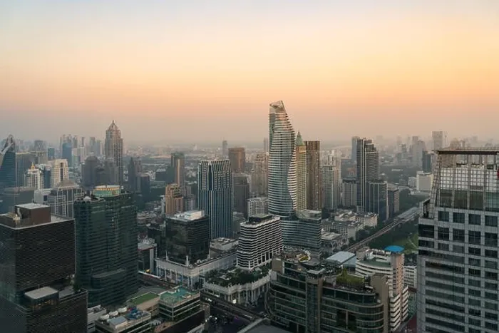 Framed Print : Modern building in Bangkok business district at Bangkok city with skyline before sunset, Thailand Framed Print : Modern building in Bangkok business district at Bangkok city with skyline before sunset, Thailand