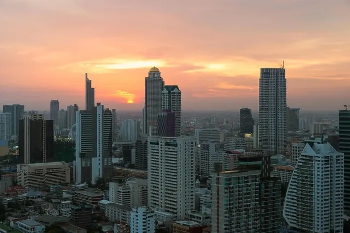 Framed Print : Modern building in Bangkok business district at Bangkok city with skyline during sunset, Thailand Framed Print : Modern building in Bangkok business district at Bangkok city with skyline during sunset, Thailand