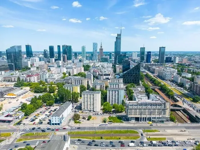 Framed Print : Modern City high rise skyscraper buildings. Aerial drone view of the Financial District Warsaw Daytime Framed Print : Modern City high rise skyscraper buildings. Aerial drone view of the Financial District Warsaw Daytime