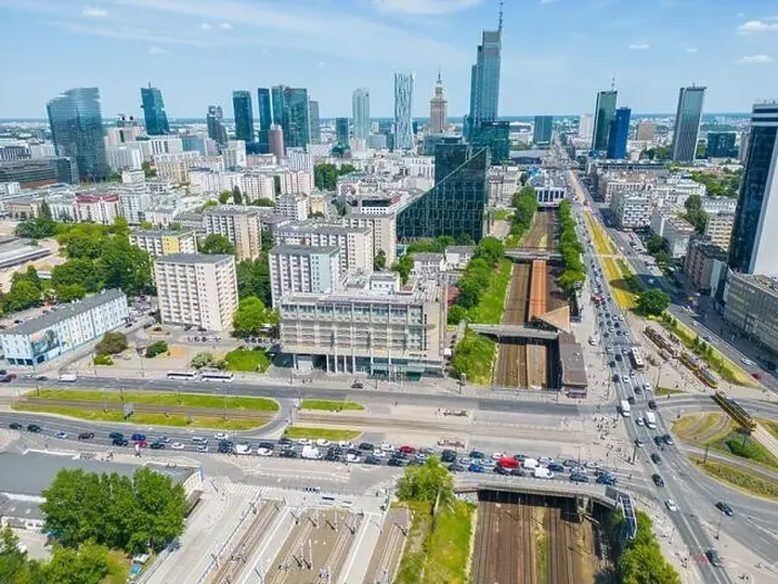 Framed Print : Modern City high rise skyscraper buildings. Aerial drone view of the Financial District Warsaw Daytime Framed Print : Modern City high rise skyscraper buildings. Aerial drone view of the Financial District Warsaw Daytime