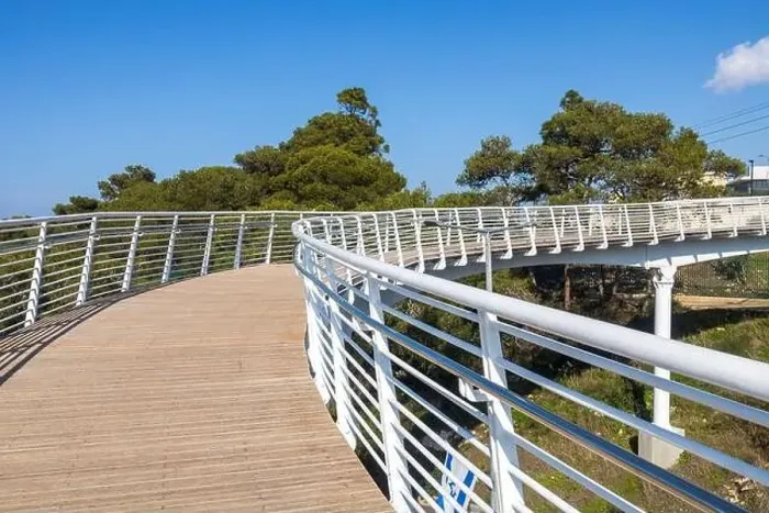 Framed Print : A modern pedestrian bridge over the highway from the Technion University to the nature reserve Framed Print : A modern pedestrian bridge over the highway from the Technion University to the nature reserve