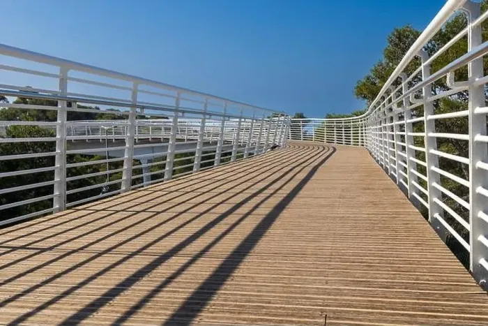Framed Print : A modern pedestrian bridge over the highway from the Technion University to the nature reserve Framed Print : A modern pedestrian bridge over the highway from the Technion University to the nature reserve