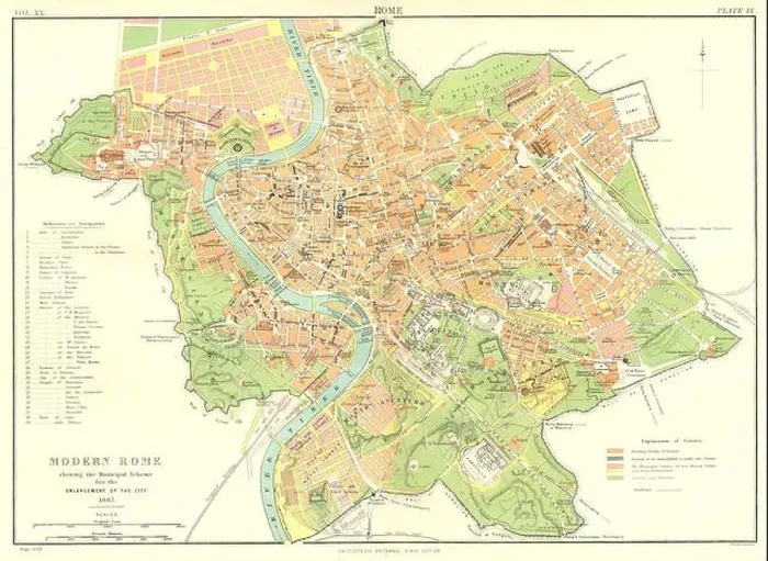 Framed Print : MODERN ROME: Scheme for enlargement of city 1885.Britannica 9th edition 1898 map Framed Print : MODERN ROME: Scheme for enlargement of city 1885.Britannica 9th edition 1898 map