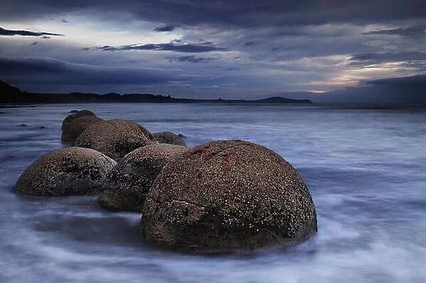 Moeraki Boulders at sunrise, South Island, New Zealand