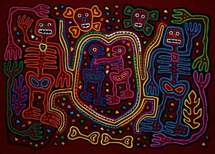 Framed Print : Mola textile by Kuna Indian artist Framed Print : Mola textile by Kuna Indian artist