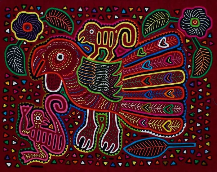 Framed Print : Mola textile by Kuna Indian artist Framed Print : Mola textile by Kuna Indian artist