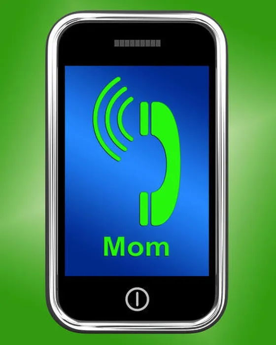 Framed Print : Call Mom On Phone Meaning Talk To Mother Framed Print : Call Mom On Phone Meaning Talk To Mother
