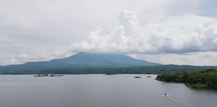 Framed Print : Mombacho volacno near lake aerial drone view in Nicaragua Framed Print : Mombacho volacno near lake aerial drone view in Nicaragua