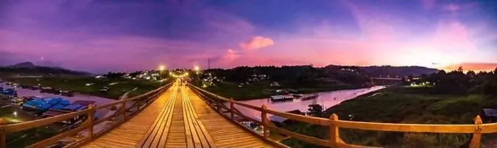 Framed Print : Mon Bridge, old wooden bridge at sunset in Sangkhlaburi, Kanchanaburi, Thailand Framed Print : Mon Bridge, old wooden bridge at sunset in Sangkhlaburi, Kanchanaburi, Thailand