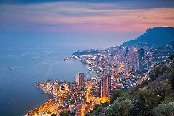Monaco. Image of Monte Carlo, Monaco during summer sunset