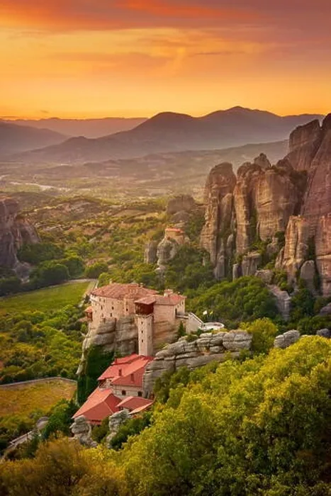 Framed Print : Monastery at Meteora at sunset, Greece Framed Print : Monastery at Meteora at sunset, Greece
