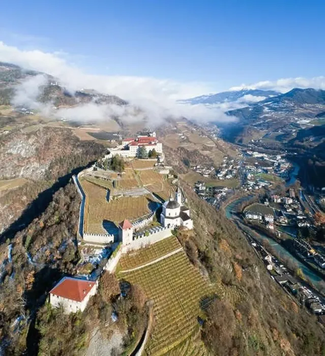Framed Print : Monastery of Sabiona and vineyards in Trentino. South Tyrol, village of Chiusa Framed Print : Monastery of Sabiona and vineyards in Trentino. South Tyrol, village of Chiusa