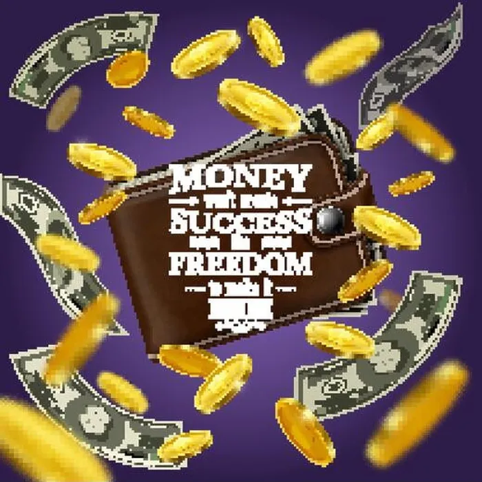Framed Print : Money and success quotes with motivating words and freedom symvols realistic vector illustration Framed Print : Money and success quotes with motivating words and freedom symvols realistic vector illustration