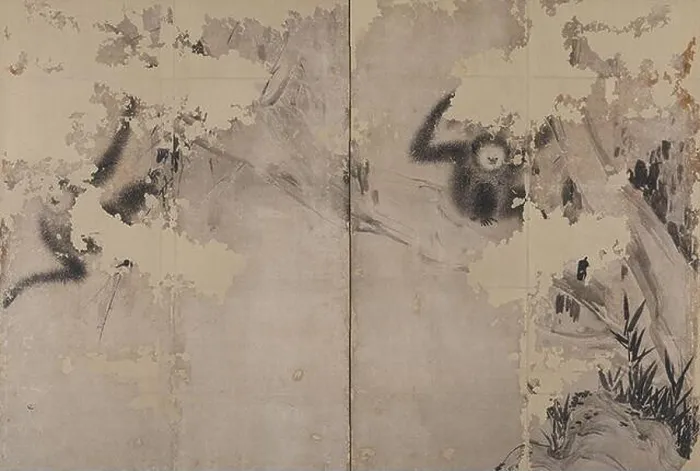 Framed Print : Monkey byobu by Hasegawa Tohaku Framed Print : Monkey byobu by Hasegawa Tohaku