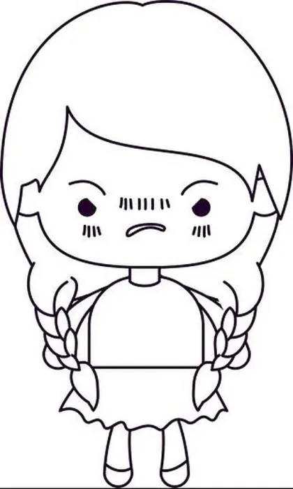 Framed Print : monochrome silhouette of kawaii little girl with braided hair and facial expression angry Framed Print : monochrome silhouette of kawaii little girl with braided hair and facial expression angry
