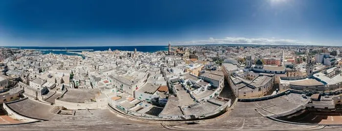 Framed Print : Monopoli Apulia City near the Sea Coastline blue in Italy Drone 360 vr