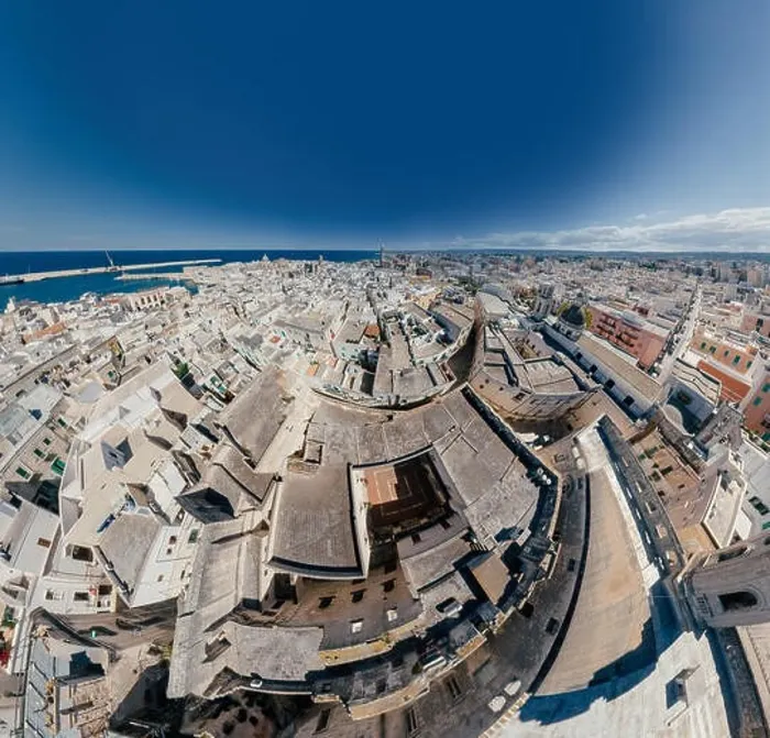 Framed Print : Monopoli Apulia City near the Sea Coastline blue in Italy Drone 360 vr
