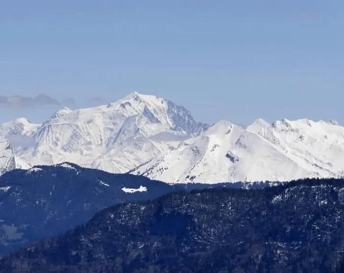 Framed Print : Mont blanc massif and summit seen from Mont Baron observatory in Haute Savoie Framed Print : Mont blanc massif and summit seen from Mont Baron observatory in Haute Savoie