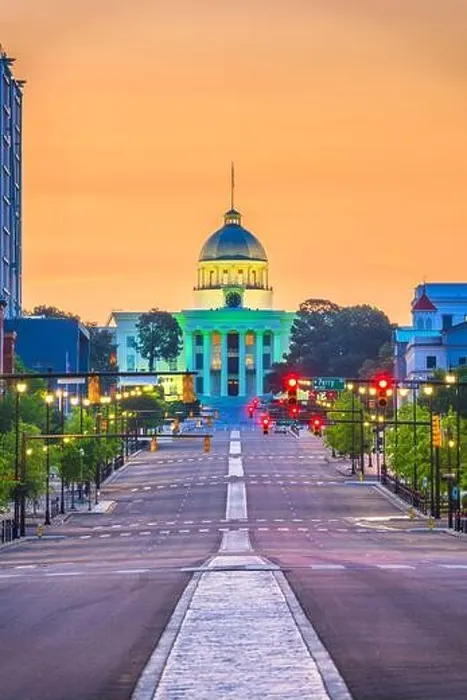 Framed Print : Montgomery, Alabama, USA downtown cityscape with the State Capitol at dawn Framed Print : Montgomery, Alabama, USA downtown cityscape with the State Capitol at dawn