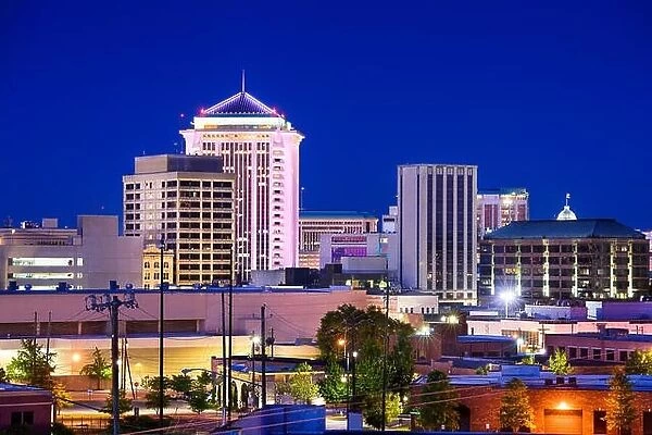 Montgomery, Alabama, USA downtown skyline at night
