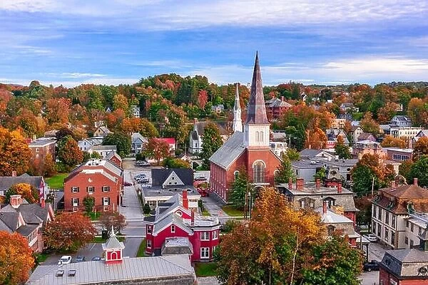 Montpelier, Vermont, USA town skyline