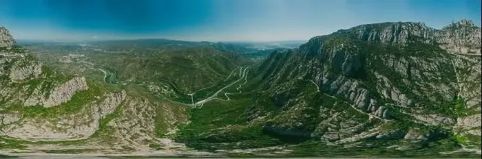 Framed Print : Montserrat monastery and Road in Spain Mountains, nature and historical buildings near Barselona. 360 vr Drone shot Framed Print : Montserrat monastery and Road in Spain Mountains, nature and historical buildings near Barselona. 360 vr Drone shot