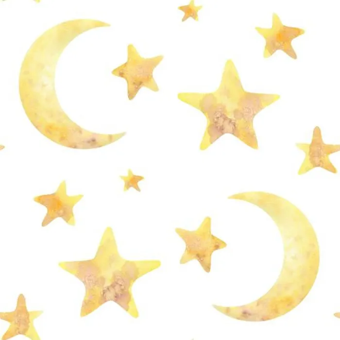 Framed Print : The moon and stars are yellow on a white background Framed Print : The moon and stars are yellow on a white background