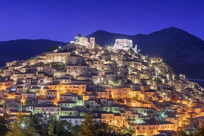 Framed Print : Morano Calabro, Italy beautiful hilltop village at night Framed Print : Morano Calabro, Italy beautiful hilltop village at night