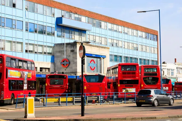 Framed Print : Morden Underground station and bus stop. London Framed Print : Morden Underground station and bus stop. London