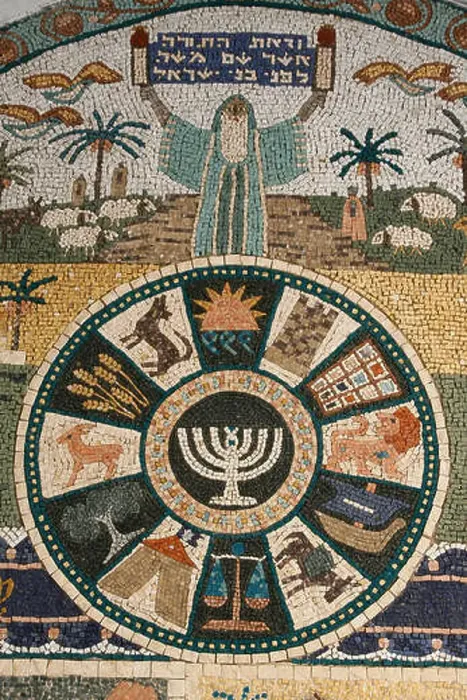 Framed Print : Mosaic depicting Moses and the 12 tribes of Israel Framed Print : Mosaic depicting Moses and the 12 tribes of Israel