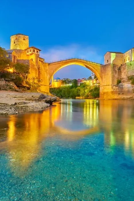 Framed Print : Mostar, Bosnia and Herzegovina - evening view at Stari Most or Old Bridge, Neretva River Framed Print : Mostar, Bosnia and Herzegovina - evening view at Stari Most or Old Bridge, Neretva River