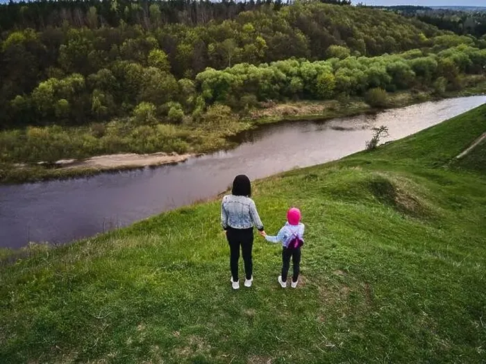 Framed Print : Mother and daughter enjoys the view on the coast Sluch river hills, Gubkiv village Travel destinations in Ukraine Framed Print : Mother and daughter enjoys the view on the coast Sluch river hills, Gubkiv village Travel destinations in Ukraine
