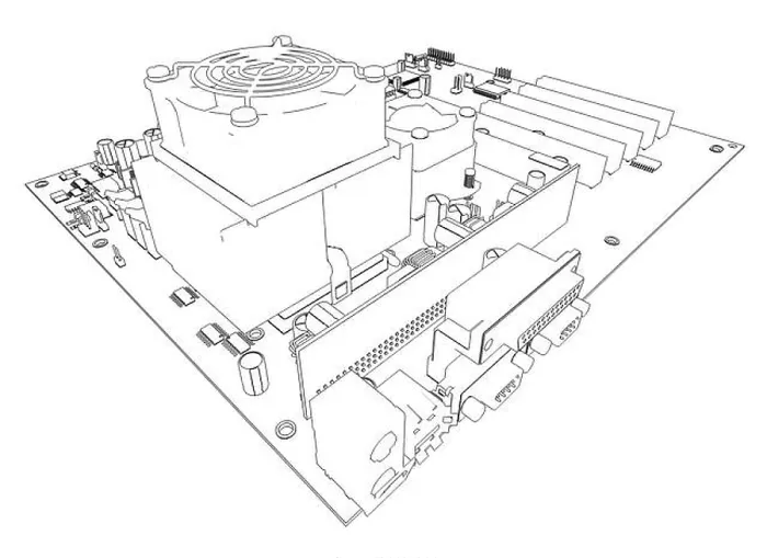 Framed Print : Motherboard. Wire frame render Framed Print : Motherboard. Wire frame render