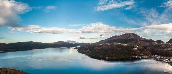 Framed Print : Mount Fuji and Lake Ashi.The shooting location is Lake Ashi, Kanagawa Prefecture Japan.View from drone.-aerial photo Framed Print : Mount Fuji and Lake Ashi.The shooting location is Lake Ashi, Kanagawa Prefecture Japan.View from drone.-aerial photo