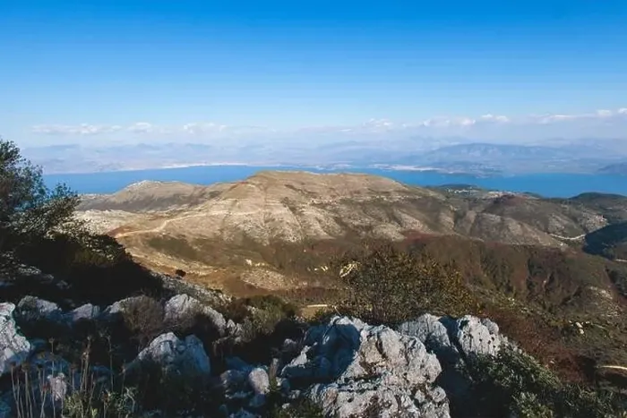 Framed Print : Mount Pantokrator vibrant landscape summit Framed Print : Mount Pantokrator vibrant landscape summit