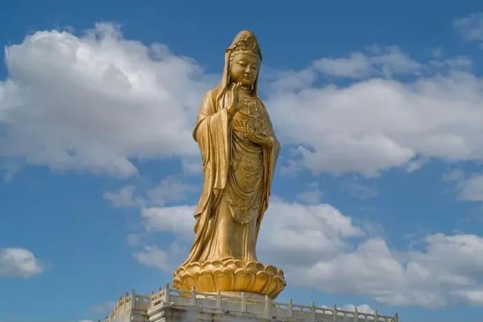 Framed Print : Mount Putuo south a Buddism godness Guanyin Statue,China Framed Print : Mount Putuo south a Buddism godness Guanyin Statue,China
