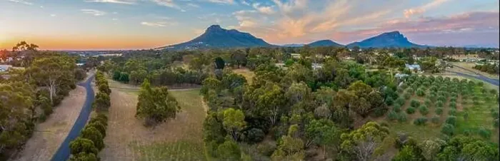 Framed Print : Mount Sturgeon and Dunkeld township at sunset in Victoria, Australia - aerial panorama Framed Print : Mount Sturgeon and Dunkeld township at sunset in Victoria, Australia - aerial panorama